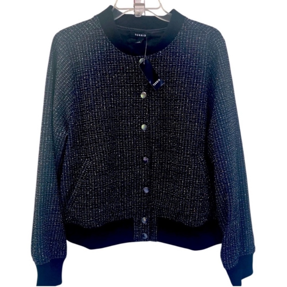 Torrid Boucle Varsity Bomber Jacket 1X NWT - Picture 3 of 8